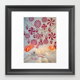 Holiday Peppermint Puppy Framed Art Print