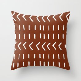 White Lines and Arrows on Rust Throw Pillow