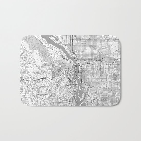 Portland City Map Line Bath Mat