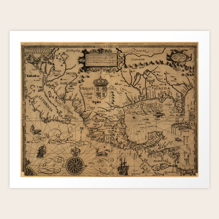 Vintage Map of Mexico (1600) Art Print by BravuraMedia | Society6
