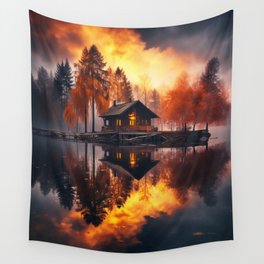 Fire in the sky  Wall Tapestry