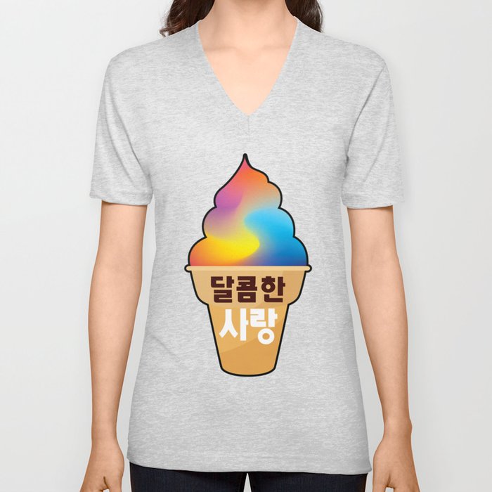 Sweet Love in Korean V Neck T Shirt