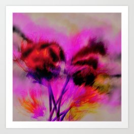 Flowers in Shades of Pink, Red and Gold Art Print
