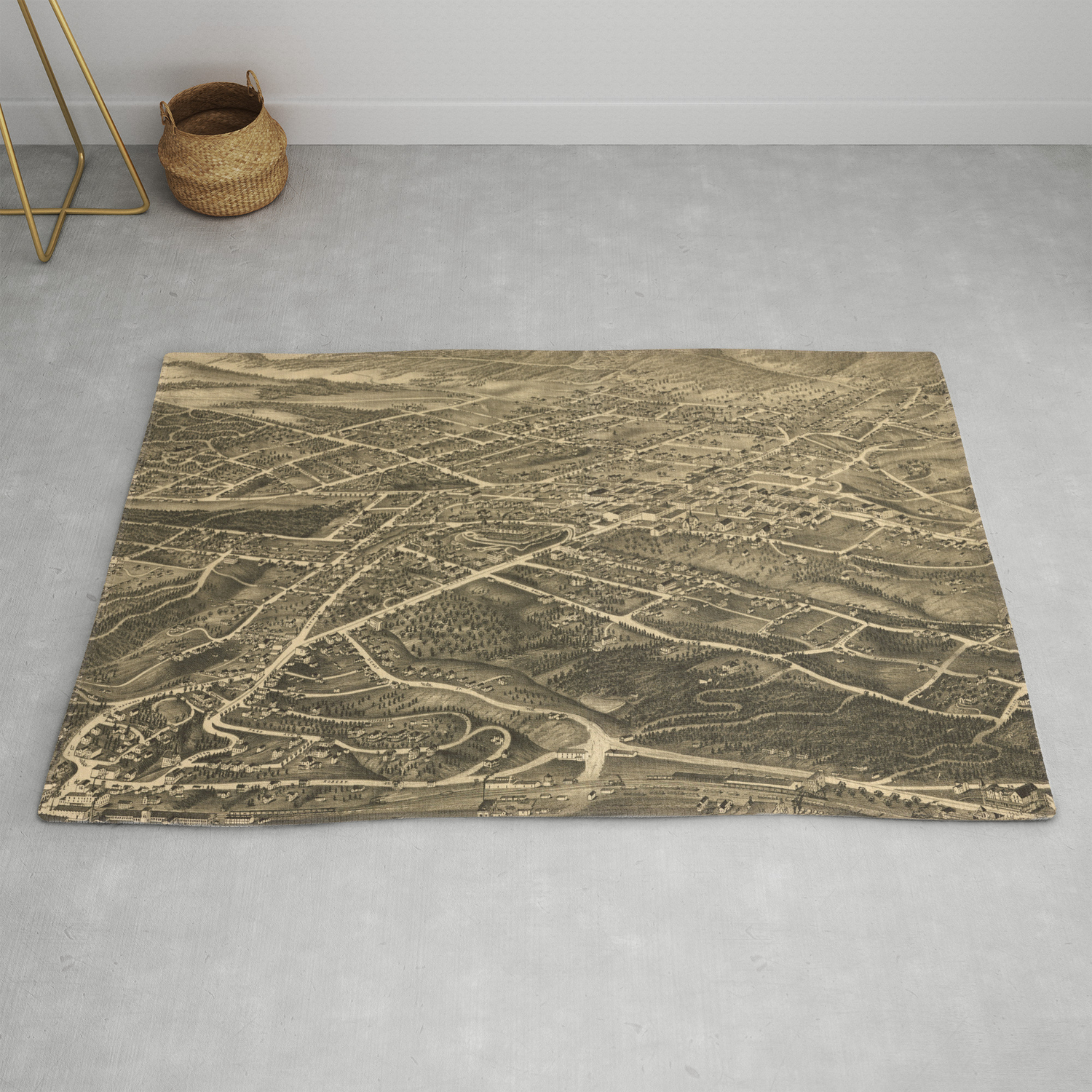 Vintage Pictorial Map Of Asheville Nc 1891 Rug By Bravuramedia Vintage Pictorial Map Of Asheville Nc