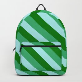[ Thumbnail: Green, Sea Green, and Turquoise Colored Lined/Striped Pattern Backpack ]