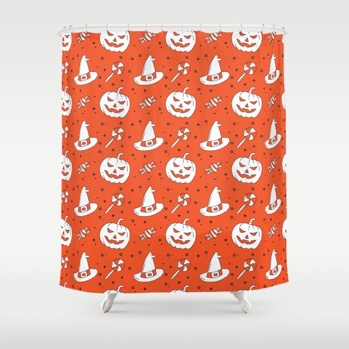 Pumpkin Witch Halloween Background Shower Curtain