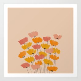 Summertime Flowers On Beige Art Print