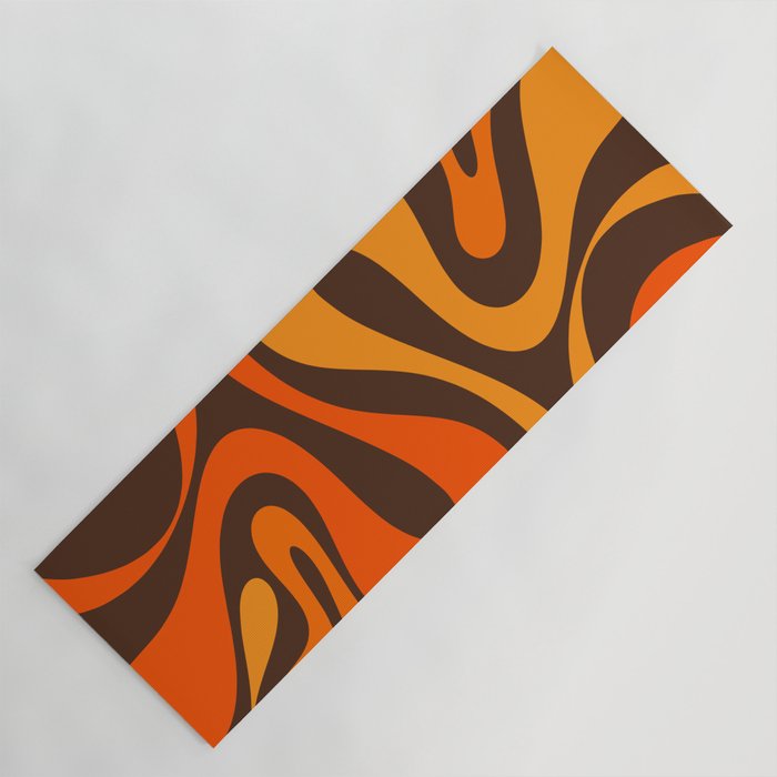 Mod Swirl Retro Abstract Pattern in 70s Brown and Orange  Yoga Mat
