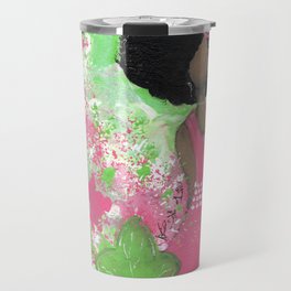 Dripping Pink and Green Angel Travel Mug