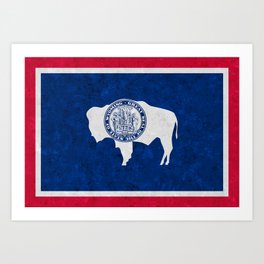 Flag of Wyoming US State Flags Banner Standard Colors Art Print