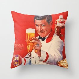 1960 Vintage Beer Poster Advertisement - Retro Advertising Throw Pillow