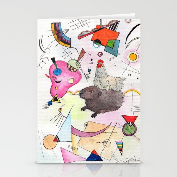 Friendship with Birds and Abstract Painters I - Wassily Kandinsky Stationery Cards