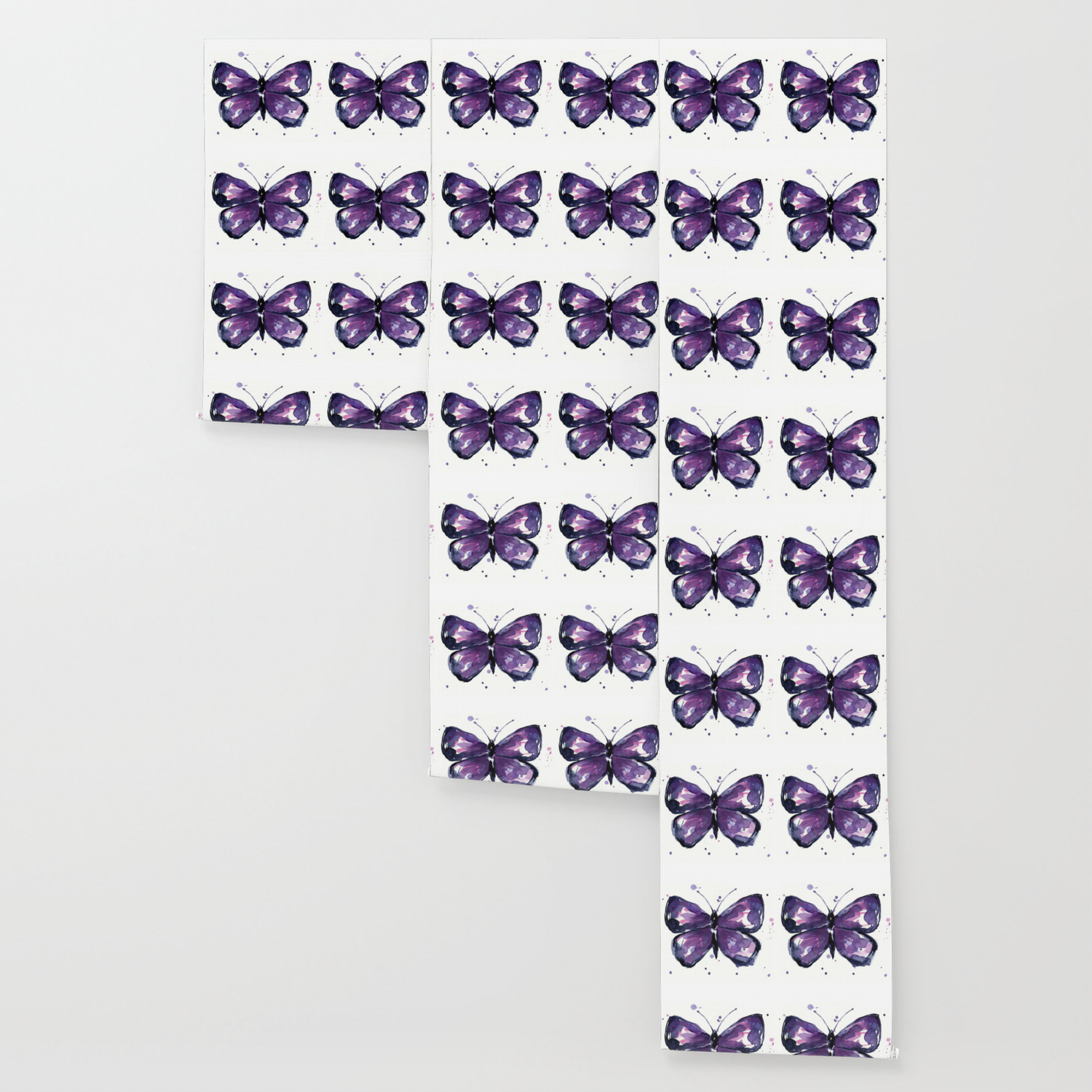 Purple Butterfly Watercolor Abstract Animal Art Wallpaper By Olechka Society6