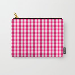 Hot Neon Pink and White Gingham Check Carry-All Pouch