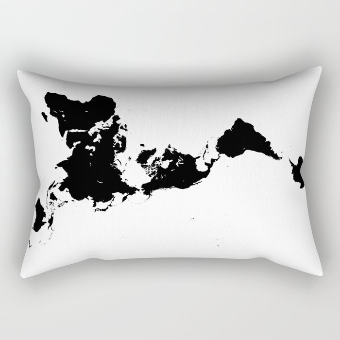 Dymaxion World Map (Fuller Projection Map) - Minimalist Black on White Rectangular Pillow