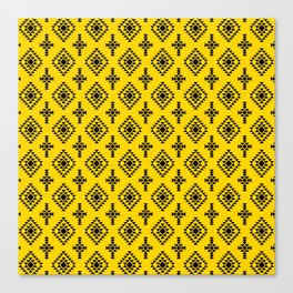 Yellow and Black Native American Tribal Pattern Canvas Print