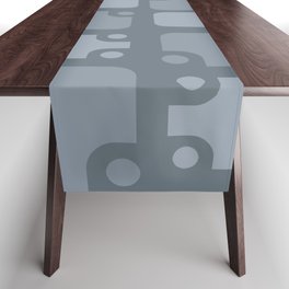 Mid Century Modern Abstract Pattern Slate Gray 3 Table Runner
