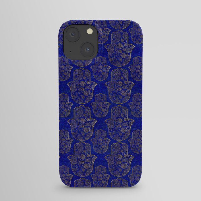 Hamsa Hand pattern - gold on lapis lazuli iPhone Case