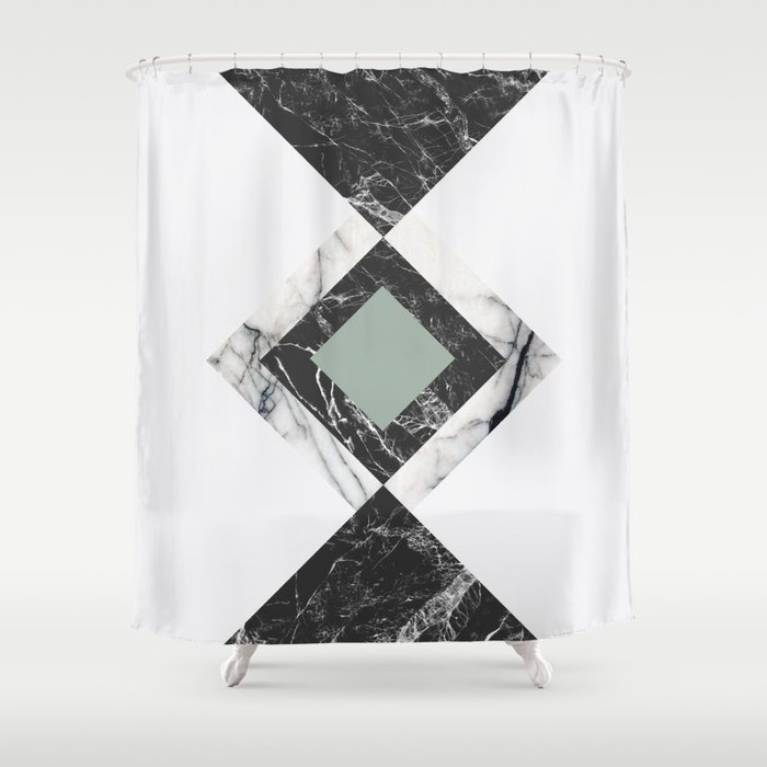 Green Marble Shower Curtain