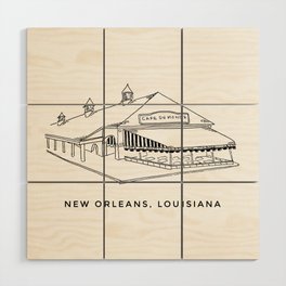 Cafe du Monde New Orleans Sketch Wood Wall Art