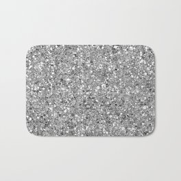 Glitters and Glitz Silver  Bath Mat | Shiny, Crystals, Sequins, Shimmer, Girlie, Glitter, Drawing, Party, Glowing, Sparkling 