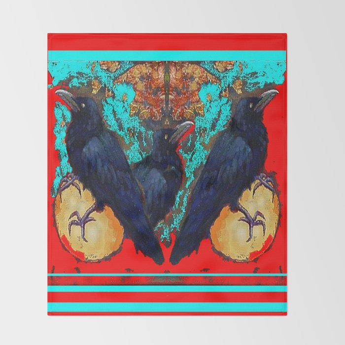 Crow Ravens Family Red Southwest Style Abstract Throw Blanket By Sharlesart Society6