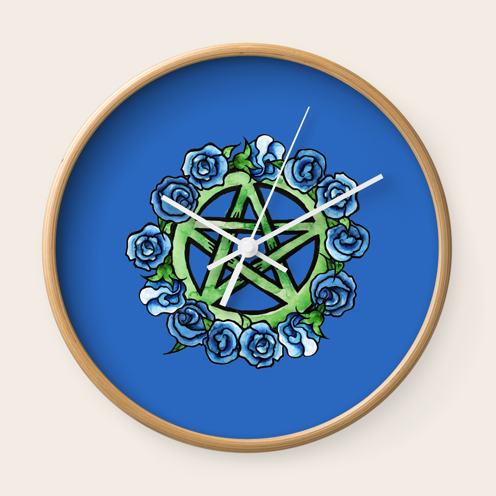 Download Pagan Pentagram Art Wall Clock By Ellesplanet Society6