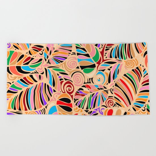 Summer Leaves Colors Beach Towel