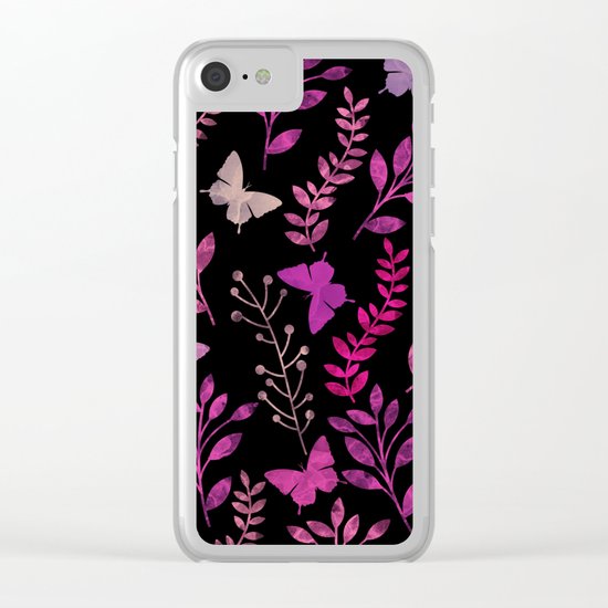 Watercolor flowers & butterflies III Clear iPhone Case