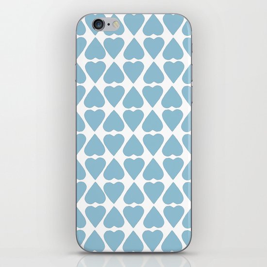 Diamond Hearts Repeat Blue iPhone Skin