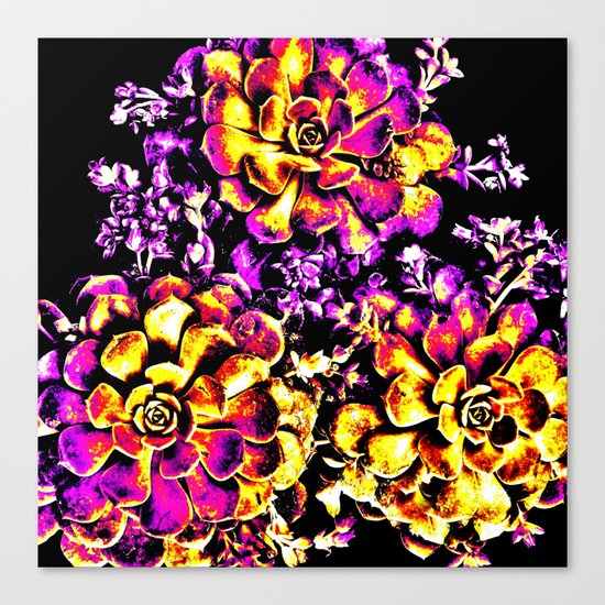 Purple Yellow Flower Plant, Pop Art Canvas Print