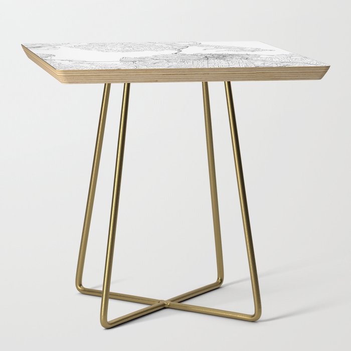 Auckland White Map Side Table