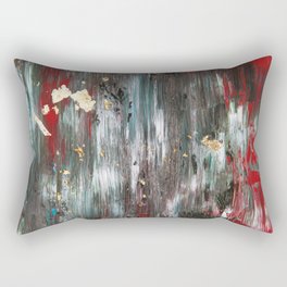 Brush Stroke Abstract Art Black and Red Rectangular Pillow