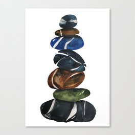Beach pebbles stack, zen, illustration Canvas Print