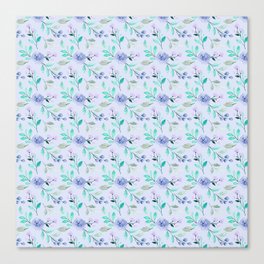 Blue and Purple Floral Pattern Canvas Print