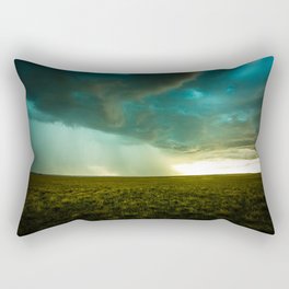 The Wilds of Nebraska - Thunderstorm Over Open Prairie on Late Summer Day in Nebraska Rectangular Pillow