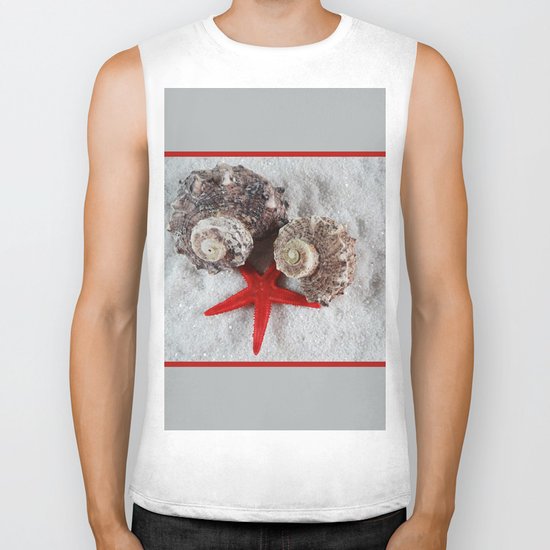 Seashell and Red Star Biker Tank