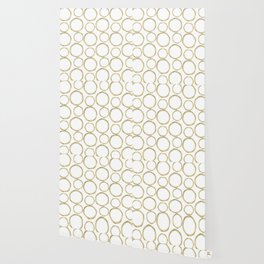 White & Gold Circles Wallpaper