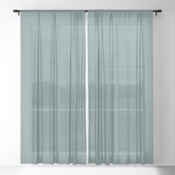 Cool Tropical Blue-Green Solid Color Pairs To Benjamin Moore Aegean Teal 2136-40 2021 Color of the Year Sheer Curtain