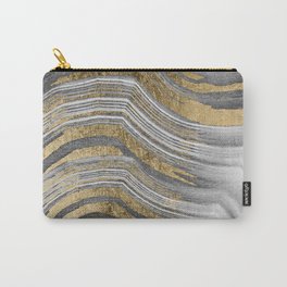 Abstract paint modern Carry-All Pouch | Strokes, Traces, Goldandgray, Modern, Art, Abstract, Paintbrush, Gray, Painted, Minimalist 