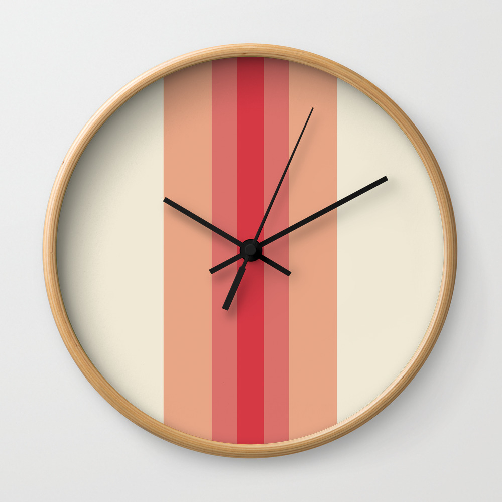 Stripes Sweetcorn Cream Fiesta Red Pink Peacock Wall Clock By