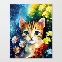 Floral Kitty Canvas Print