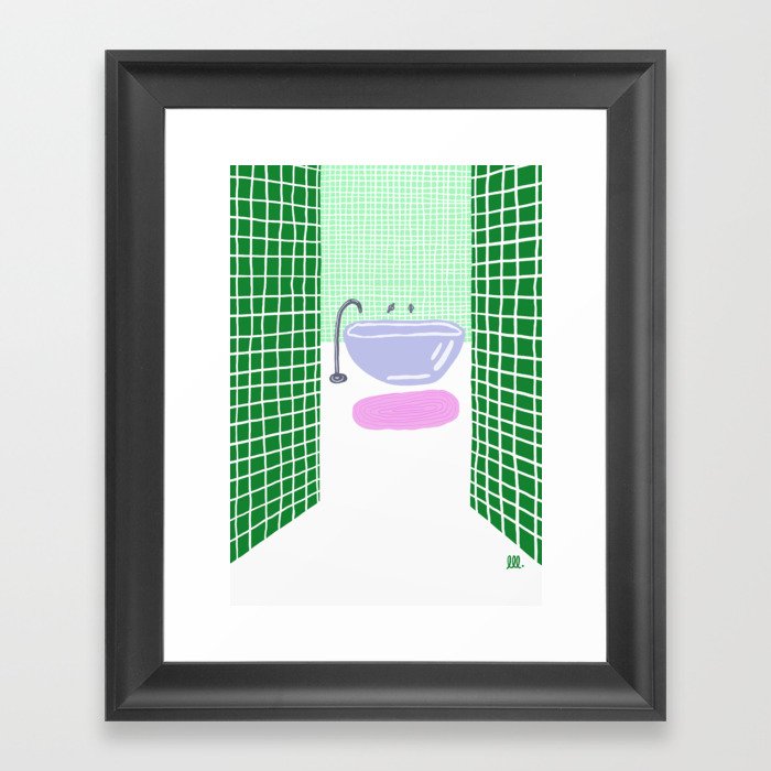 Green bathroom Framed Art Print