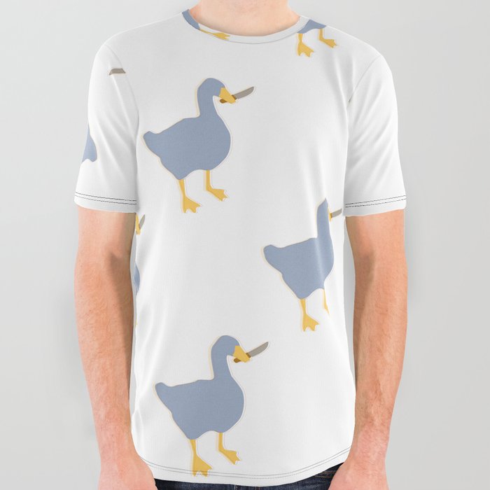 Trendy blue goose pattern All Over Graphic Tee