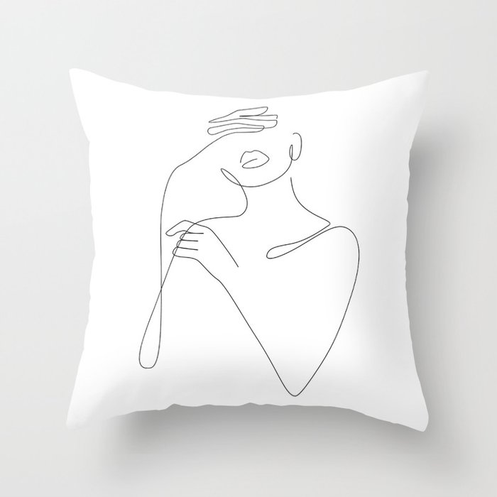 Beauty Contour / Woman with hands on face Throw Pillow