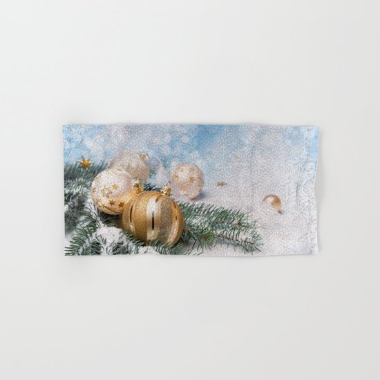 Gold Blue Ornaments Hand & Bath Towel