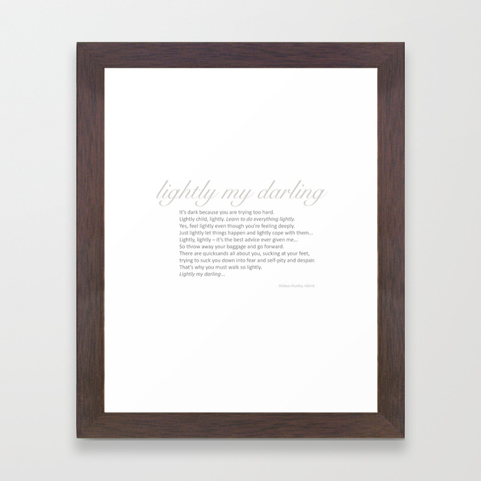 Lightly My Darling Aldous Huxley Framed Art Print By Catherinegoron Society6