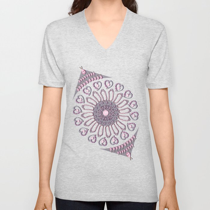 Breast Cancer Survivor Kaleidoscope Art V Neck T Shirt