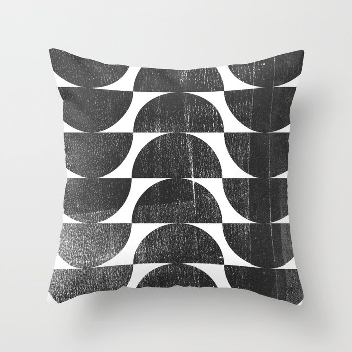 Mid Century Modern Op Art Black and White Pattern Throw Pillow by