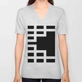 Black and white lines shapes pattern V Neck T Shirt
